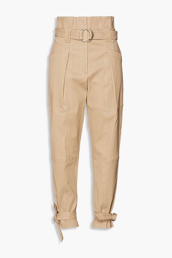 IRO Limest cropped pleated leather tapered pants