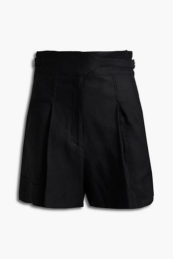 IRO Shoreditch belted pleated linen-blend shorts