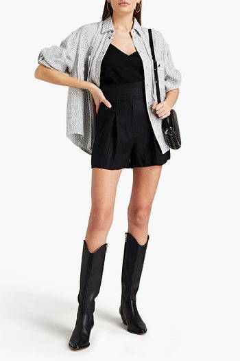 IRO Shoreditch belted pleated linen-blend shorts