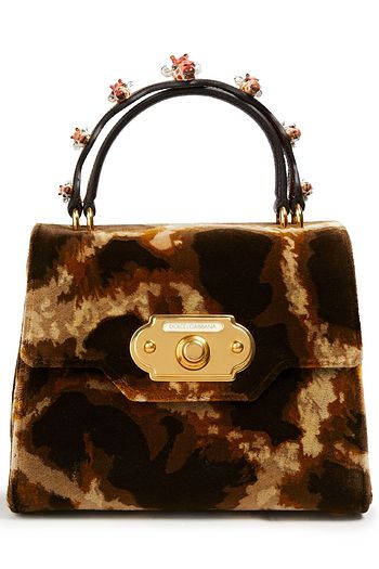 DOLCE & GABBANA Welcome Tote Bag aus Samt mit Leopardenprint und Verzierung
