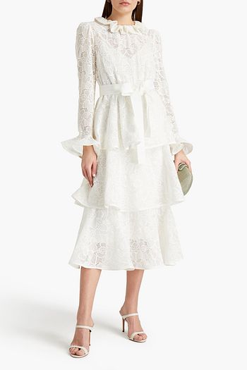 ZIMMERMANN Gestuftes Midikleid aus Häkelspitze aus Baumwolle