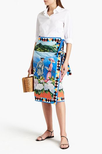 DOLCE & GABBANA Wickelrock aus Baumwollpopeline mit Print