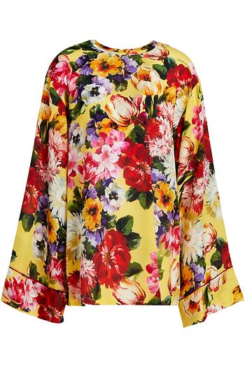 DOLCE & GABBANA Oberteil aus Crêpe de Chine aus Seide mit floralem Print