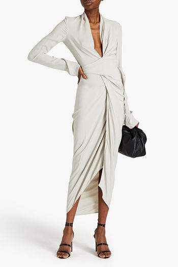 RICK OWENS Draped crepe midi wrap dress