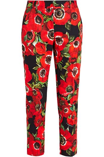DOLCE & GABBANA Cropped Karottenhose aus Twill aus einer Baumwollmischung mit floralem Print
