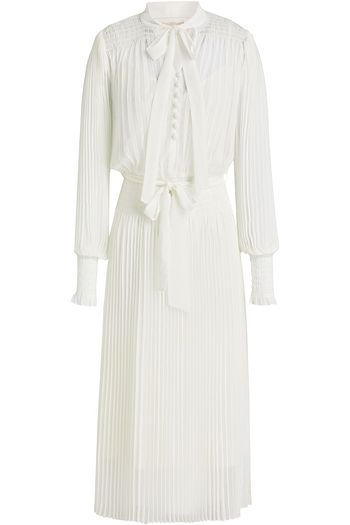 ZIMMERMANN Pussy-bow belted pleated georgette midi dress