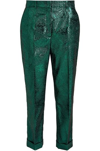 DOLCE & GABBANA Cropped Karottenhose aus glänzendem Jacquard mit Metallic-Effekt