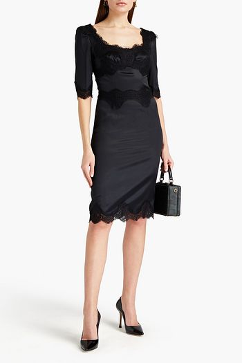 DOLCE & GABBANA Kleid aus Satin aus einer Seidenmischung mit Spitzenbesatz
