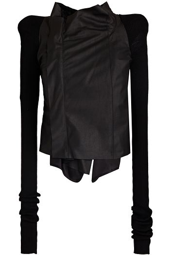 RICK OWENS Cobra wool-paneled leather biker jacket