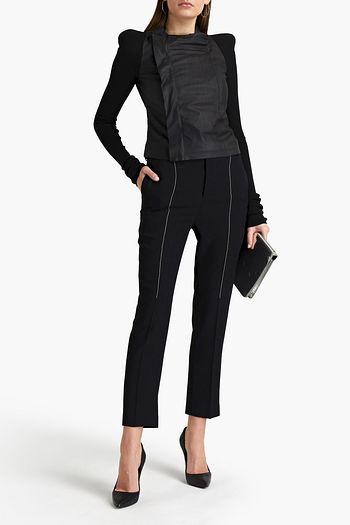 RICK OWENS Cobra wool-paneled leather biker jacket