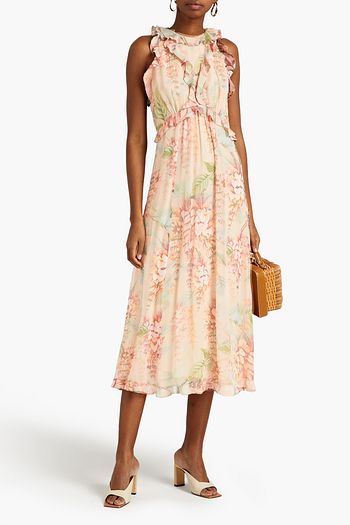 ZIMMERMANN Candescent Waterfall Midikleid aus Seiden-Georgette mit floralem Print