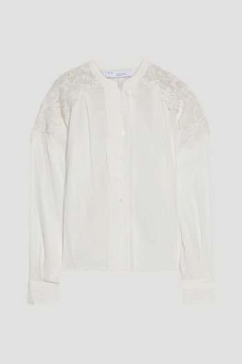 IRO Calisto guipure lace-paneled crepon blouse