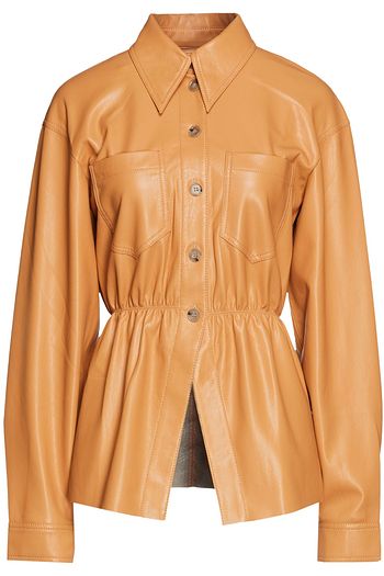 NANUSHKA Ruched vegan leather shirt