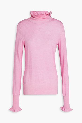 VICTORIA BECKHAM Ruffle-trimmed knitted turtleneck sweater