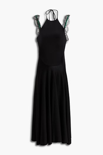 VICTORIA BECKHAM Lace-trimmed knitted midi dress