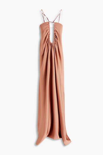 VICTORIA BECKHAM Cutout ruched knitted maxi dress