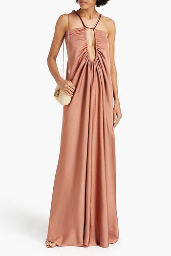 VICTORIA BECKHAM Cutout ruched knitted maxi dress