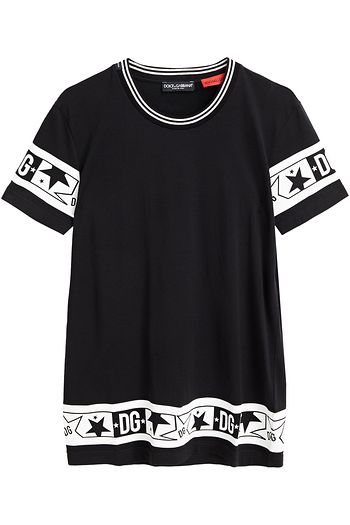 DOLCE & GABBANA T-Shirt aus Baumwoll-Jersey mit Applikationen