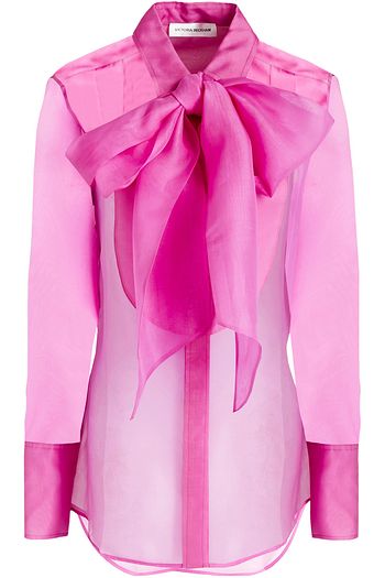 VICTORIA BECKHAM Pussy-bow silk-organza shirt
