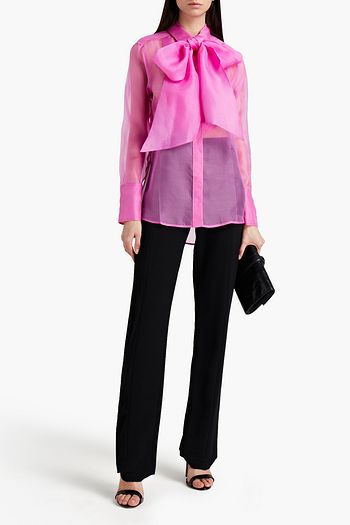VICTORIA BECKHAM Pussy-bow silk-organza shirt