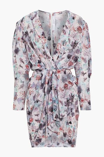 IRO Forrie plissiertes Minikleid aus Crêpe mit Print