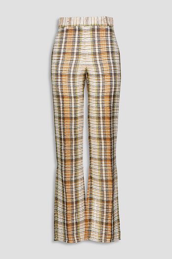 VICTORIA BECKHAM Checked linen straight-leg pants