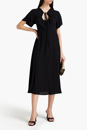 VICTORIA BECKHAM Gathered silk crepe de chine midi dress