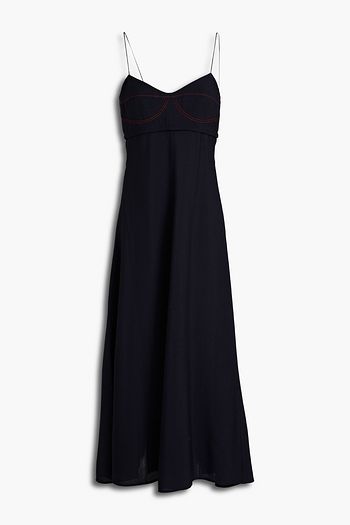 VICTORIA BECKHAM Topstitched crepe midi dress