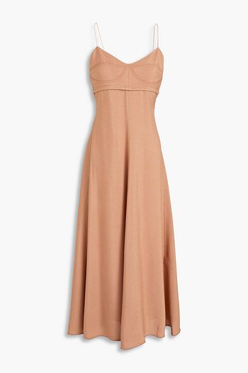 VICTORIA BECKHAM Topstitched crepe midi dress