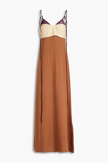 VICTORIA BECKHAM Paneled color-block organza, woven and silk-satin crepe maxi dress