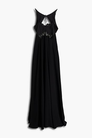 VICTORIA BECKHAM Corded lace-paneled cutout silk-satin crepe maxi dress