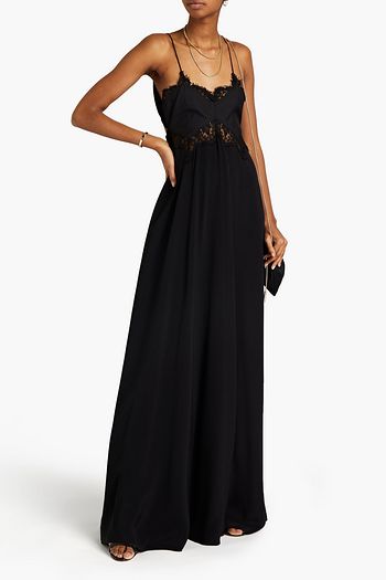 VICTORIA BECKHAM Corded lace-paneled cutout silk-satin crepe maxi dress