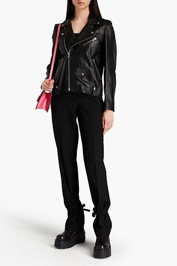 REDVALENTINO Pleated leather biker jacket
