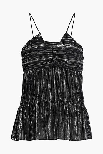 IRO Surry ruched metallic stretch-knit camisole