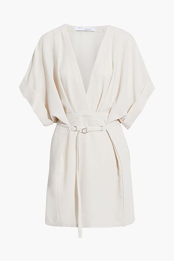 IRO Danube belted pleated crepe mini dress