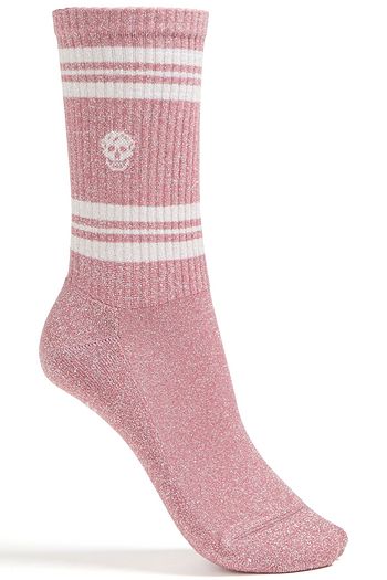 ALEXANDER MCQUEEN Ribbed metallic striped cotton-blend socks