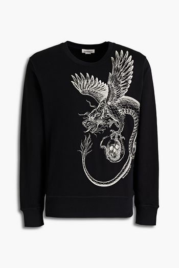 ALEXANDER MCQUEEN Embroidered French cotton-terry sweatshirt