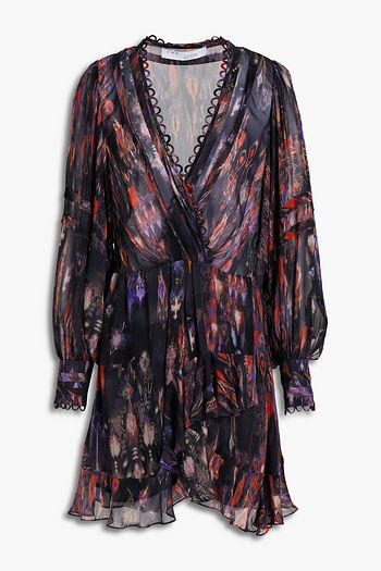 IRO Kolmi gathered printed crepe mini dress
