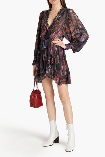 IRO Kolmi gathered printed crepe mini dress