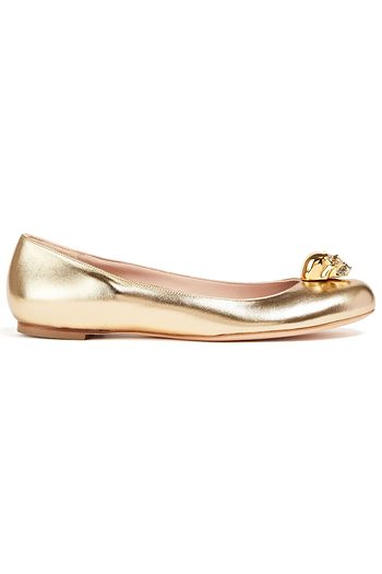 ALEXANDER MCQUEEN 装飾付き メタリックレザー バレエシューズ