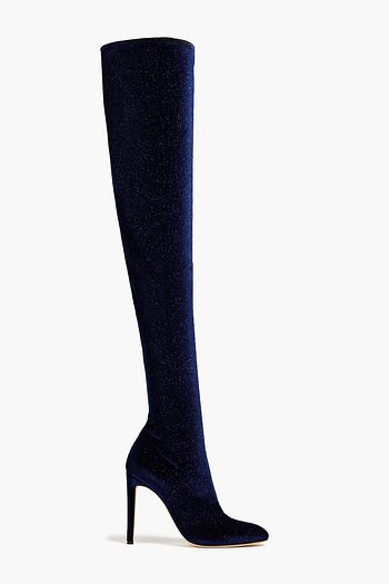 GIUSEPPE ZANOTTI Overknees aus Samt mit Glitter-Finish