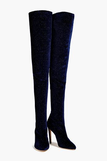 GIUSEPPE ZANOTTI Overknees aus Samt mit Glitter-Finish