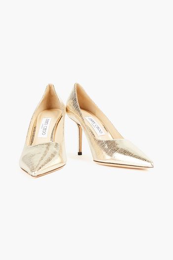 JIMMY CHOO Love 85 metallic lizard-effect leather pumps