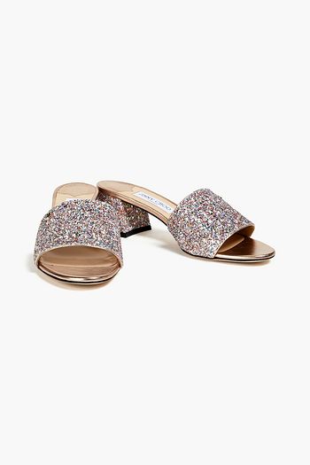 JIMMY CHOO Minea 45 glittered leather sandals