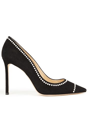 JIMMY CHOO Romy 100 bead-embellished suede pumps