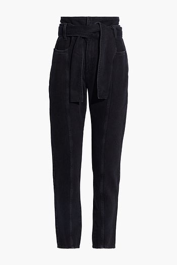 IRO Ouzilly belted faded high-rise tapered jeans