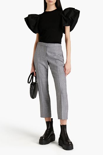 ALEXANDER MCQUEEN Cropped Prince of Wales checked wool-flannel slim-leg pants