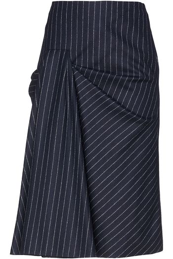 ALEXANDER MCQUEEN Draped pinstriped wool-flannel skirt