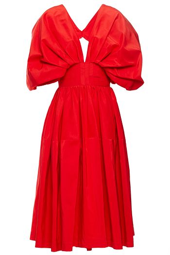 ALEXANDER MCQUEEN Pleated cotton and silk-blend faille midi dress