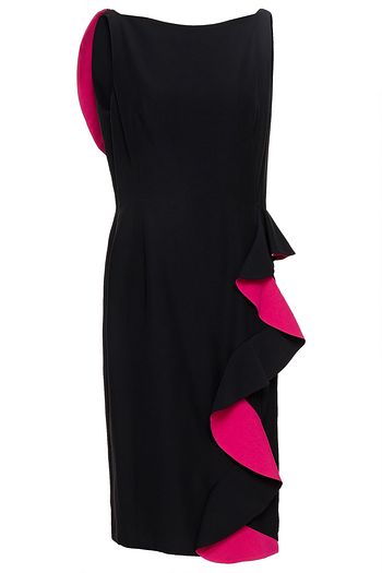 ALEXANDER MCQUEEN Ruffled two-tone cady dress